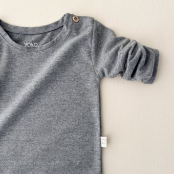 Camiseta Bebe Manga LONGA Unissex - Mescla Escuro