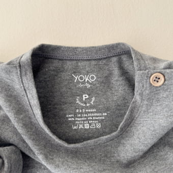 Camiseta Bebe Manga LONGA Unissex - Mescla Escuro