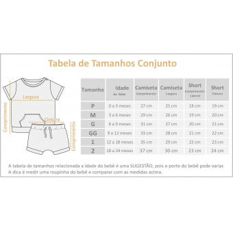 Conjunto Bebe Camiseta Bolso e Short - Cinza Mescla Escuro