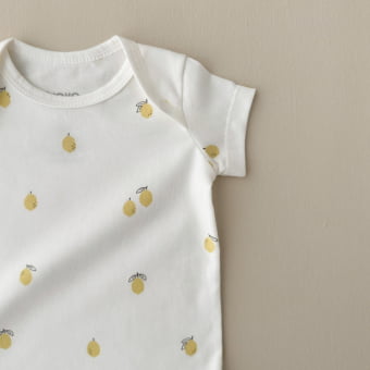 Conjunto Bebe Body Manga Curta e Tapa Fraldas - Lemon