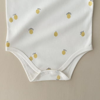 Conjunto Bebe Body Manga Curta e Tapa Fraldas - Lemon