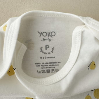 Conjunto Bebe Body Manga Curta e Tapa Fraldas - Lemon