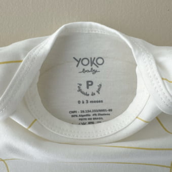 Conjunto Bebe Body Manga Curta e Tapa Fraldas - Linhas Orgânicas Amarelo Brulée