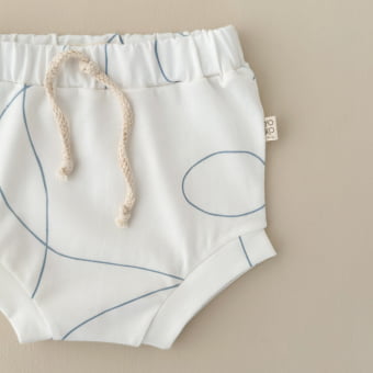 Conjunto Bebe Body Manga Curta e Tapa Fraldas - Linhas Orgânicas Azul Gelato