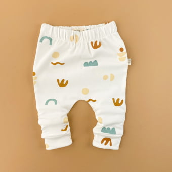 Conjunto Bebe Body Manga Longa e Calça Saruel - Abstrato