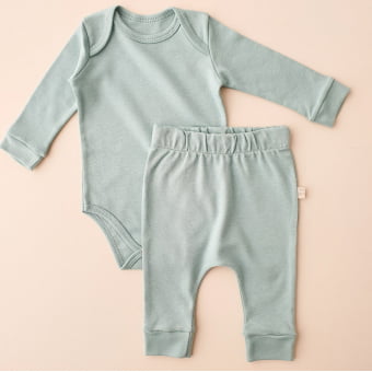 Conjunto Bebe Body Manga Longa e Calça Saruel - Aqua