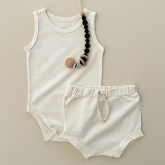 Conjunto Bebe Body Regata Cotton Leve - Natural