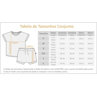 Conjunto Bebe Camiseta e Short - Amêndoa