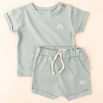 Conjunto Bebe Camiseta e Short - Aqua