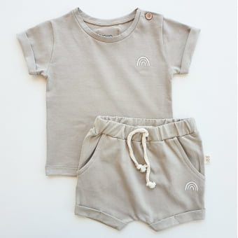 Conjunto Bebe Camiseta e Short - Areia