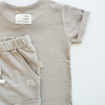 Conjunto Bebe Camiseta e Short - Areia