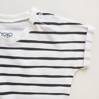 Conjunto Bebe Camiseta e Short - Listras Preto