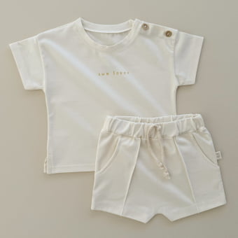 Conjunto Bebe Camiseta e Short Sun Lover  –  Natural