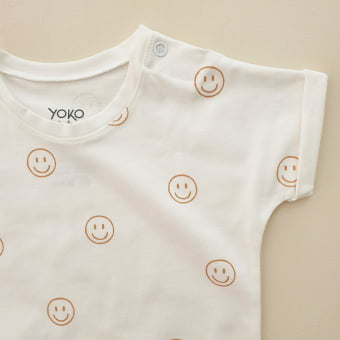 Conjunto Bebe Camiseta e Shorts - Happy Caramelo