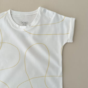 Conjunto Bebe Camiseta e Shorts - Linhas Orgânicas Amarelo Brulée