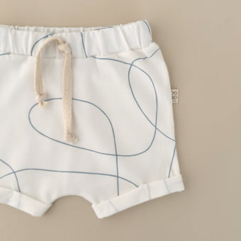 Conjunto Bebe Camiseta e Shorts - Linhas Orgânicas Azul Gelato