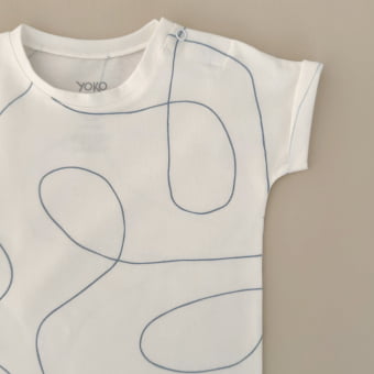 Conjunto Bebe Camiseta e Shorts - Linhas Orgânicas Azul Gelato