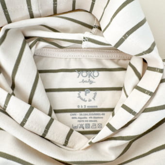 Conjunto Bebê Camiseta Listrado Premium e Calça Molecotton — Marfim e Verde Floresta