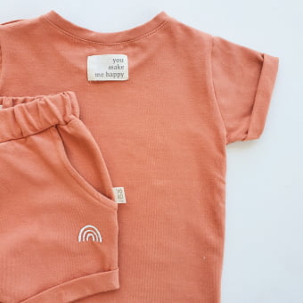 Conjunto Bebe Camiseta e Short - Ferrugem