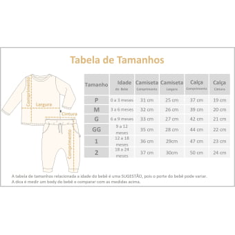 Conjunto Bebe Camiseta Manga Longa e Calça - Marfim