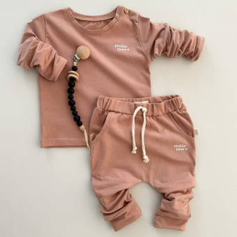 Conjunto Bebe Camiseta Manga Longa e Calça - Telha