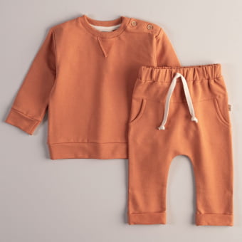 Conjunto Bebê Molecotton Manga Longa e Calça - Ferrugem