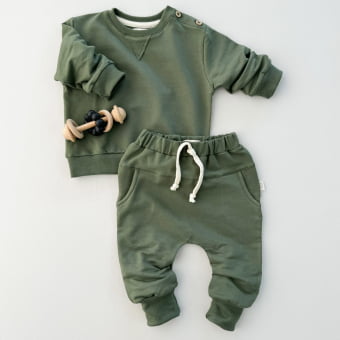 Conjunto Bebe Molecotton Manga Longa -  Verde Floresta