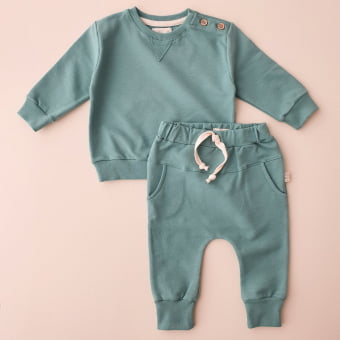 Conjunto Bebe Molecotton Manga Longa - Verde Jade