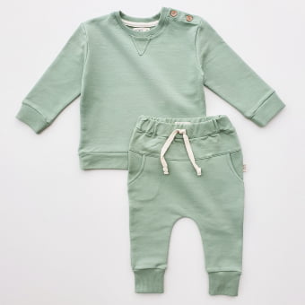 Conjunto Bebe Molecotton Manga Longa - Verde Sálvia