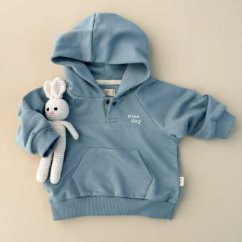 Conjunto Bebe Moletom Peluciado Comfy Capuz - Azul Celeste