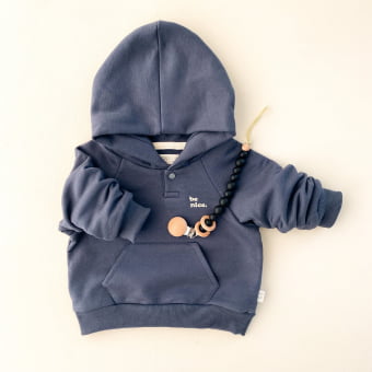 Conjunto Bebe Moletom Peluciado Comfy Capuz - Marinho