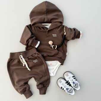 Conjunto Bebe Moletom Peluciado Comfy Capuz - Marrom Cacau