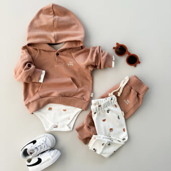 Conjunto Bebe Moletom Peluciado Comfy Capuz - Telha