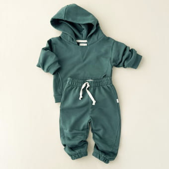 Conjunto Bebê Moletom Peluciado Comfy Capuz – Verde Aurora