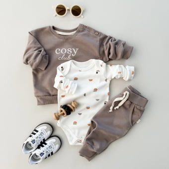 CONJUNTO BEBE MOLETOM PELUCIADO COMFY COSY CLUB - MARROM CAPPUCCINO