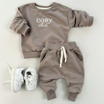 CONJUNTO BEBE MOLETOM PELUCIADO COMFY COSY CLUB - MARROM CAPPUCCINO