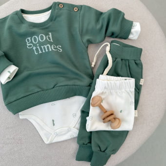 Conjunto Bebe Moletom Peluciado Comfy Good Times - Verde Bonsai