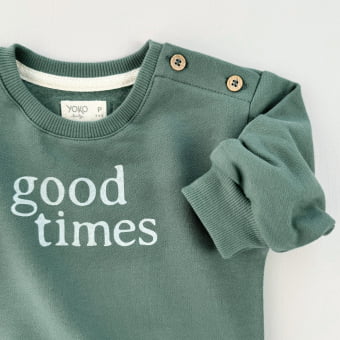 Conjunto Bebe Moletom Peluciado Comfy Good Times - Verde Bonsai