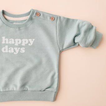 Conjunto Bebe Moletom Peluciado Comfy Happy Days - Aqua