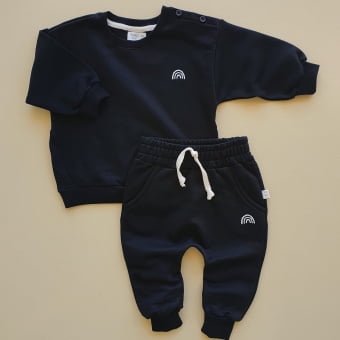 Conjunto Bebe Moletom Peluciado Comfy - Preto