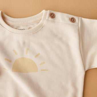 Conjunto Bebe Moletom Peluciado Comfy Sol - Natural