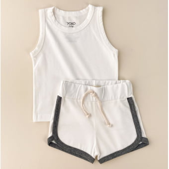 Conjunto Bebe Regata e Short - Off White