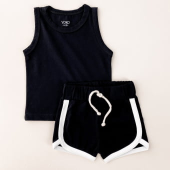 Conjunto Bebe Regata e Short - Preto