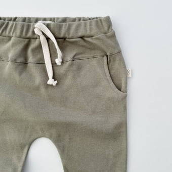 Calça Saruel Infantil com Bolsos Unissex - Algodão Premium - Verde Oliva