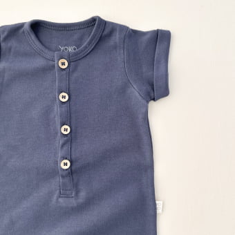 Macacão Bebê Manga Curta Unissex - Algodão Premium - Marinho