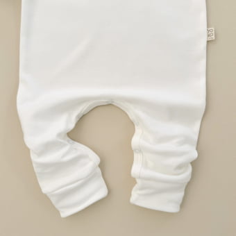 Macacão Bebê Manga Longa Unissex - Algodão Premium - Off White