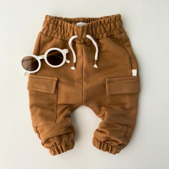 Calça Cargo Kids Moletom - Caramelo