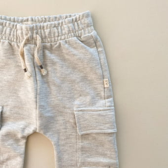 Calça Cargo Kids Moletom - Mescla Natural