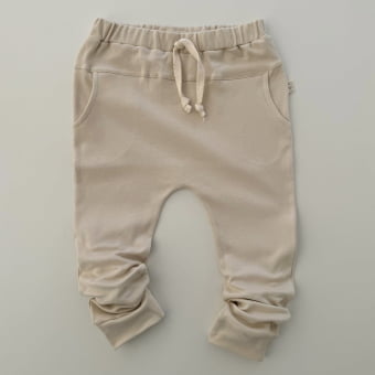 Calça Saruel Infantil com Bolsos Unissex - Algodão Premium - Aveia