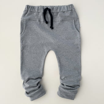 Calça Saruel Infantil com Bolsos Unissex - Algodão Premium - Mescla Escuro